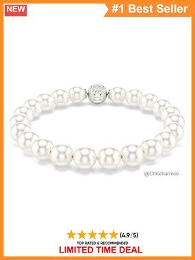 Swarovski Matrix Crystal Pearl Bracelet Rhodium Plated